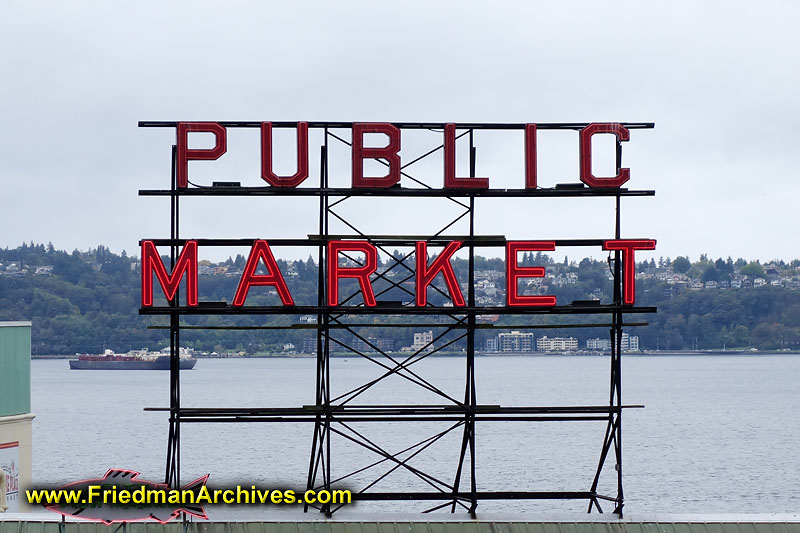 sign,tourist,attraction,market,seattle,